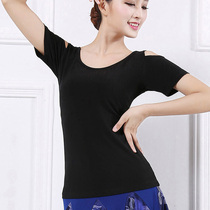 Morden Dance National Mark Dance Practice Dancer Dance Suit Female Adult Short Sleeve Blouses Latin Dance Dress Square Dance Ballroom Dance Ballroom Dancing