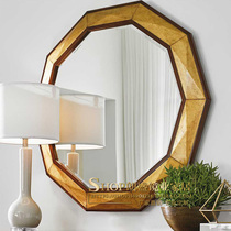 American neoclassical art background wall hanging mirror European living room corridor creative decorative mirror round meal side mirror