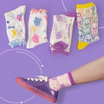 CrazySocks bear copy series yellow purple illustration socks sports cotton socks in cross socks men and women tide socks