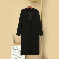 High-end Hepburn windbreaker women over the knee long hang a button suit jacket temperament atmosphere slim coat women