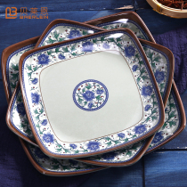 Noodle Bowl imitation porcelain tableware rice bowl blue and white porcelain melamine plastic plate round plate small Bowl plate dish fast food plate