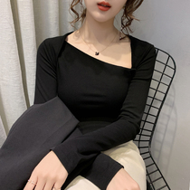 Bottom-shirt woman 2020 spring autumn new net red 100 hitch fit inside irregular tight jacket long sleeve t-shirt tide