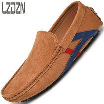 Mens leather shoes octopus peas without shoelaces hand-made soft bottom British crocodile pattern travel mens shoes thin bottom