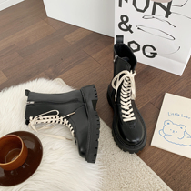 Martin Boots Woman 2021 Spring Autumn Single Boots New Tides 100 lapped thick Bottom heightening Inron Wind side Zip Short Boot