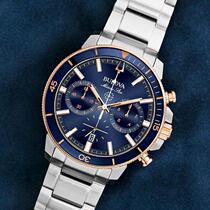 Treasure Luhua Bulova Ocean Star Series 98B301 Diving Gold Blue Disc Steel Band Fashion Men Watches