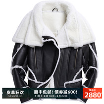  2021 winter new high-quality sheepskin wool one-piece Korean three-dimensional cut slim fur pilot mens jacket