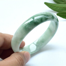 Myanmar old pit jade bracelet A goods oil green jade color jade bracelet flower bracelet