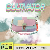 Cultivator original trendy personality canvas color patch color color block chain shoulder shoulder bag mobile phone bag