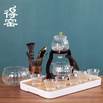 Kiln glass lazy semi-automatic tea set kung fu tea cup set home office living room brewing teapot