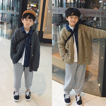 Childrens sweater 2019 autumn and winter new childrens clothing boys casual cardigan large child foreign style twist knitted sweater