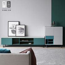 Nordic TV cabinet modern minimalist tea table TV cabinet Composition small family style living room light and simple cabinet suit