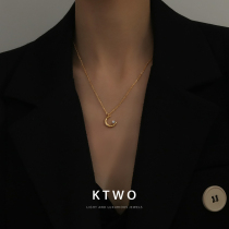 South Korea 2021 New Fashion simple temperament Crescent single diamond necklace female ins tide Net red blogger choker
