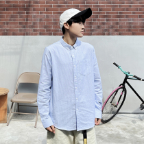 Day Department Brief grey blue Oxford spun long sleeve shirt Les handsome T neutral teen tide male and female inch spring tide