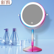  Household mirror makeup mirror desktop led light double-sided with lights dormitory beauty dressing mirror enlarge office desktop