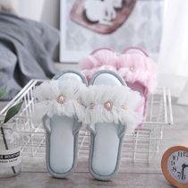 Qiu Ke Xiong 20 new spring and summer fashion Korean version of parent-child children lace princess bow slippers indoor non-slip female