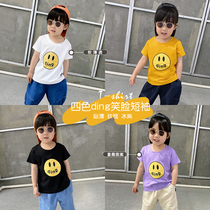 Childrens Short Sleeve Clock Kids Fashion Han Edition Han Wen Wen Wen T - shirt Baby Han Edition in the summer 2021