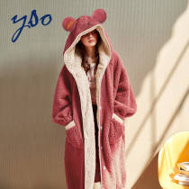 19 new pajamas female winter coral velvet cute loose thick nightgown home clothing warm bathrobe long autumn winter sleep