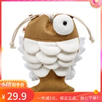 Bath Small Fish Satchel Satchel Three-color Patch Original Cute Canvas Hand Makeup Bag Slanted Satchel Bag Cute Backpack