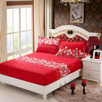 New Products Wedding Celebration Large Red Bed HAT SINGLE BED COVER NON-SLIP BED LINEN MATTRESS COVER 1 5m1 8 m 2m Three sets