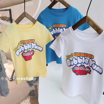 Pure cotton short-sleeved printed T-shirt T-shirt Korean baby childrens clothing 2020 summer new mens and womens childrens baby half-sleeved top