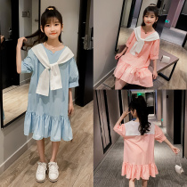 Girls one-piece dress for girls summer clothes slim fit and loose big code primary school boy fat girl princess dresses summer