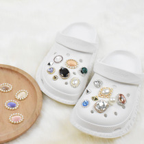 New Crocs Dongle Shoes Accessories Diy Crystal Pearl Jelly Water Drilling Cat Eyes Solid Shoe Flower Shoe Buckle Accessories