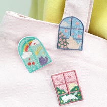 Window side Stories pin brooch children student brooch accessories embroidery patch shirt chest pendant