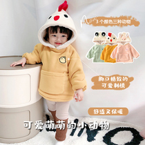 Girls boys sweatclothes women plus velvet thickened childrens clothing childrens foreign jacket hooded children little girls baby boys