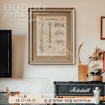 Musical instrument design American light luxury living room decoration painting study restaurant homestay style hanging painting European style retro murals