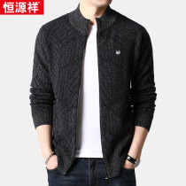 Hengyuanxiang casual padded sweater cardigan Winter Men semi-high collar pure woolen sweater jacket zipper sweater men