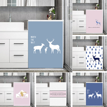 Dust-proof thickened roller washing machine cabinet cover curtain splash-proof sunscreen shade curtain cotton linen shoe cabinet cover cloth practical