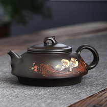 Starting at one dollar National Gong Xu Liuming Mandarin duck water stone yellow material 280cc Yixing Famous handmade purple sand pot g