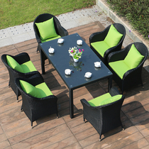 Outdoor furniture rattan chair five-piece balcony rattan courtyard Cafe combination plastic table and chair Roof garden sun protection