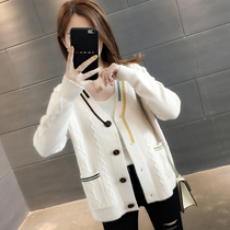 Early autumn short knitted cardigan womens 2021 New sweater coat spring and autumn small outside wear small coat