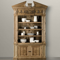 JSM American country bookcase retro solid wood carved sideboard French antique collection display storage display cabinet