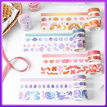 Controlled small dream colorful tape 3D base salt streamer bubble rainbow hand account decorative material sticker art