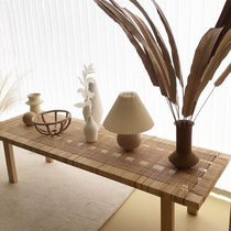 Small tea table day style solid wood rattan choreography tail stool Ministine rectangular tea table Home Ins strip stool for changing shoes stool