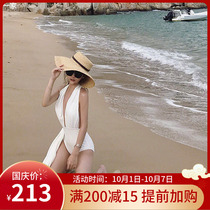 Swimwear Women summer 2021 New Korea ins triangle one-piece bikini cover belly thin sexy backless swimsuit