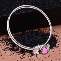 990 foot silver love flower hanging bracelet womens jewelry to girlfriend Valentines Day gift