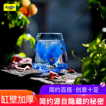 Creative glass fish tank Aquarium Betta fish tank desktop living room ecological small goldfish tank office hydroponic green dill