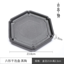 Black pottery tray kung fu tea set pot simple hotel ceramic tea tray single layer pot holder rectangular household dry bubble table