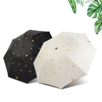 Parasol Female sun protection UV sunshade black plastic folding mini fresh compact portable rain umbrella