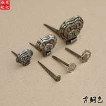 New Chinese style plaque bracket pure copper brass hook Antique plaque word nail Cloud bracket cross stitch picture frame Flat bracket trailer painting nail