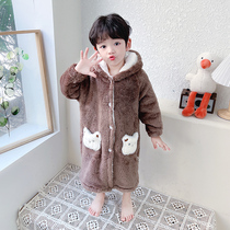 Childrens robes Boy Flaven Connected Pajamas Autumn Boy plus thickening baby cartoon bathrobes