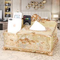 European tissue box luxury high-end home living room creative drawing paper box napkin box light luxury wind remote control storage box