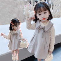 Girl Spring Dress Dress Dress 2022 New Woman Baby Little Fragrant Wind Set Dress 3 Year Old Children Foreign Air Korean Version Princess Dress 1