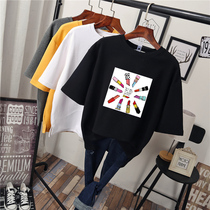 womens plus size 2022 new summer Korean style short sleeve t-shirt womens 200kg loose fat girls belly cover top