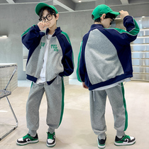 Boys autumn sports suit spring and autumn 2022 new childrens autumn two-piece big boy boy clothes fried street