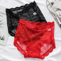 Red underwear girls life high waist lace ice wire indelible large number fat mm sexy triangle summer thin