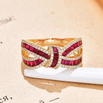 Mousse jewelery II Shop No side inlaid ruby ring dove blood red elegant diamond 18K gold Yong Yong